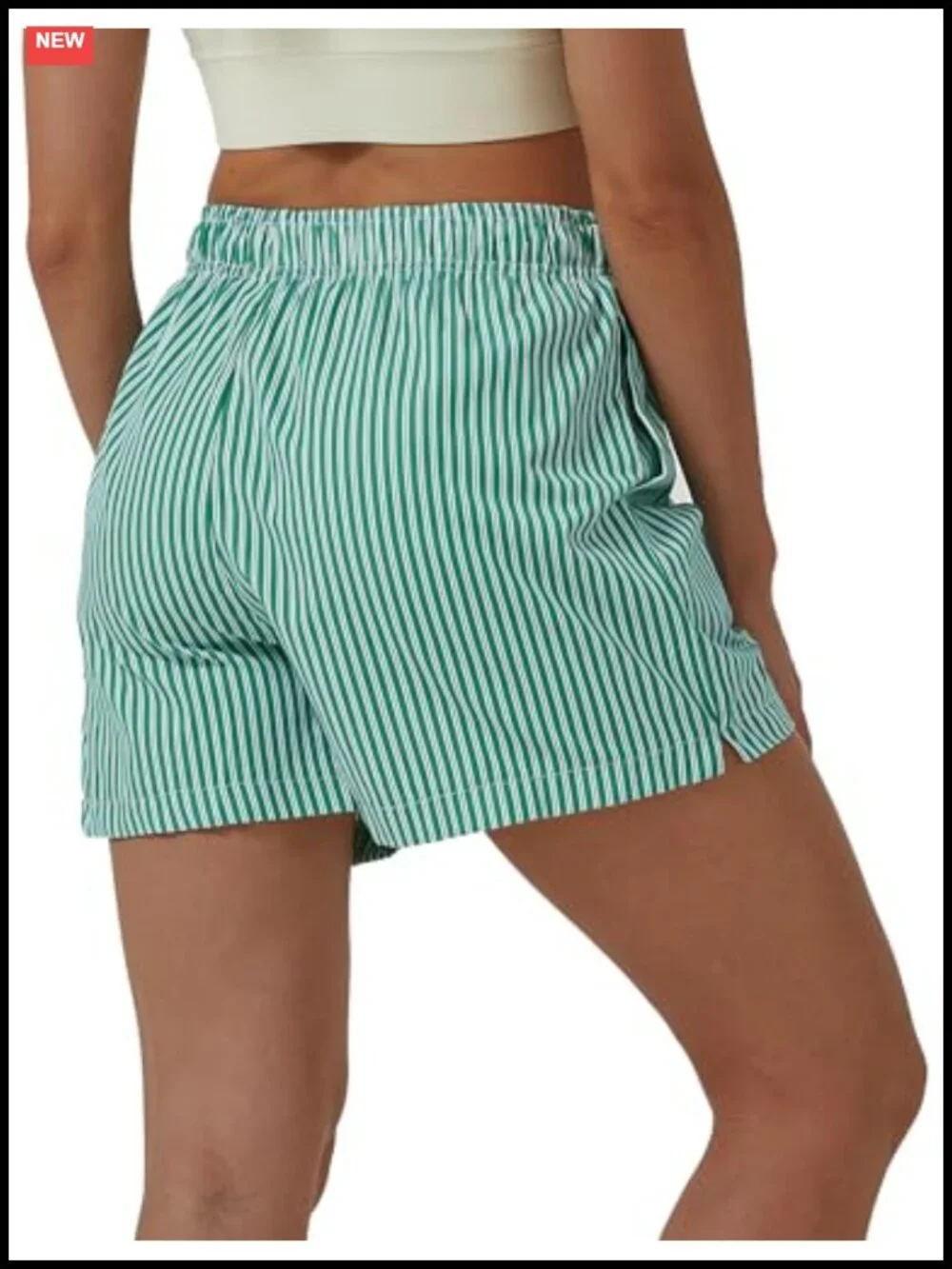 High Waisted Striped Straight Leg Summer Shorts with Pockets